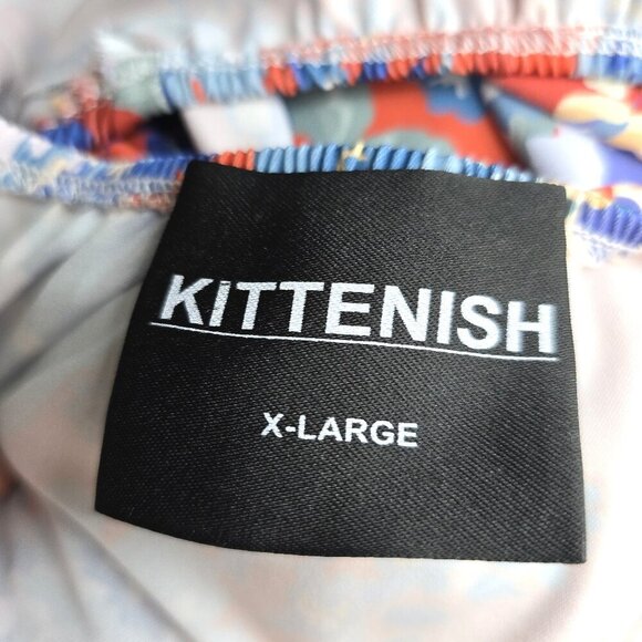 NWT Kittenish Orange Blue Off Shoulder Knot Puff Sleeve Dress - Picture 9 of 9